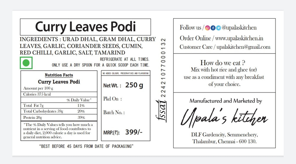 Curry Leaves Podi - Upala's Kitchen